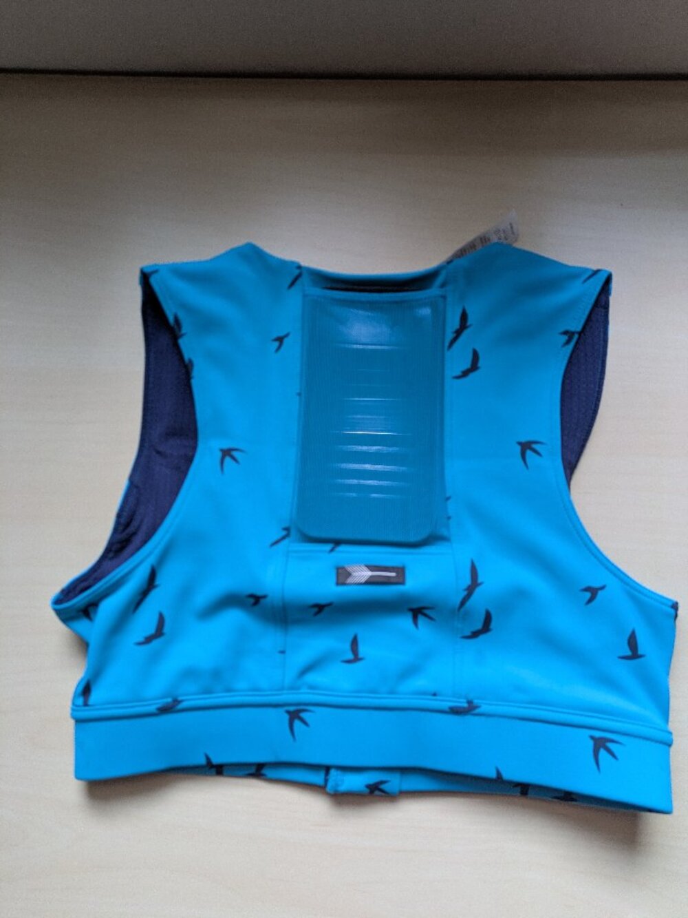 Oiselle Pockito Power 2.0 Zip Front Sports Bra Blue NWOT Women's Size 6 - Picture 3 of 9